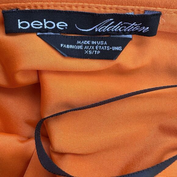 Bebe Addiction Vibrant Orange Fully Lined Bodycon Bodyshape Dress Size XS - Picture 4 of 15